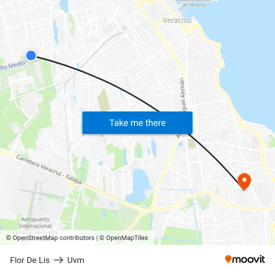 Flor De Lis to Uvm map