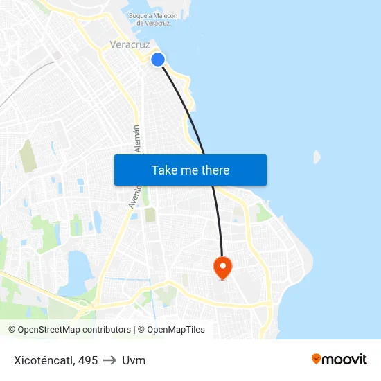 Xicoténcatl, 495 to Uvm map