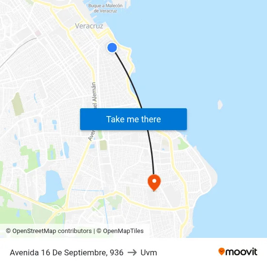 Avenida 16 De Septiembre, 936 to Uvm map