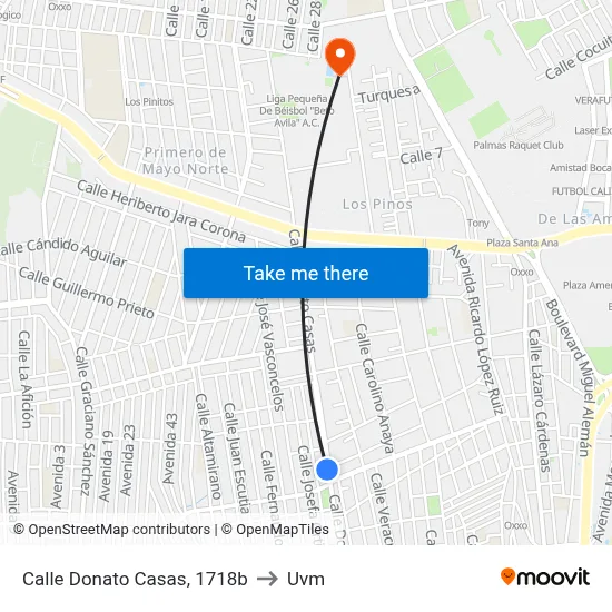 Calle Donato Casas, 1718b to Uvm map