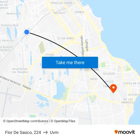 Flor De Saúco, 224 to Uvm map