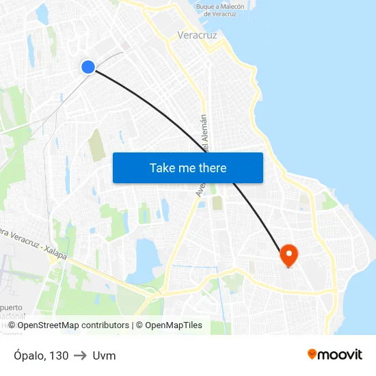 Ópalo, 130 to Uvm map