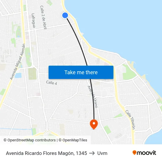 Avenida Ricardo Flores Magón, 1345 to Uvm map