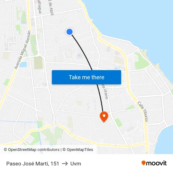 Paseo José Martí, 151 to Uvm map