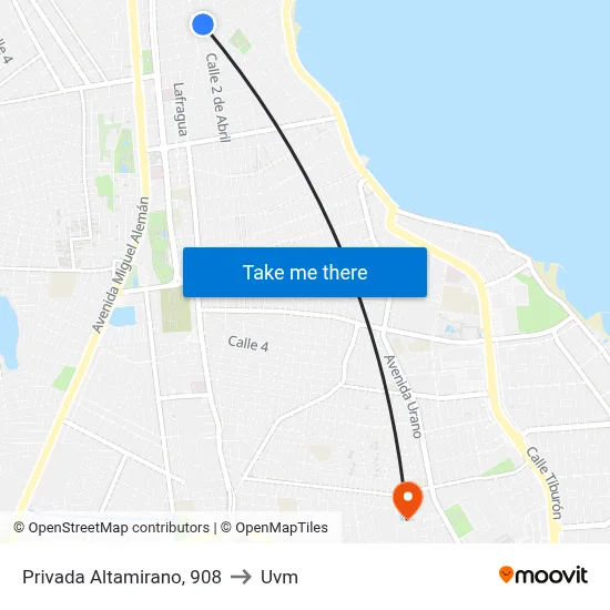 Privada Altamirano, 908 to Uvm map