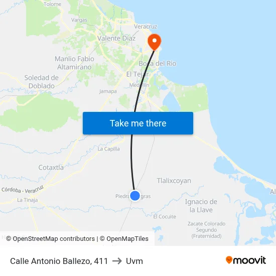 Calle Antonio Ballezo, 411 to Uvm map