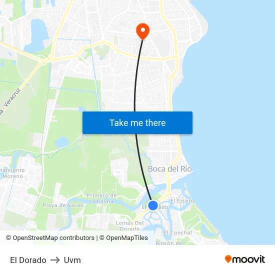 El Dorado to Uvm map