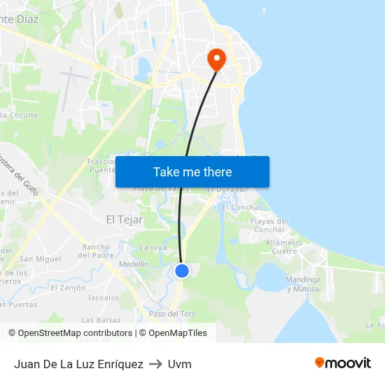 Juan De La Luz Enríquez to Uvm map