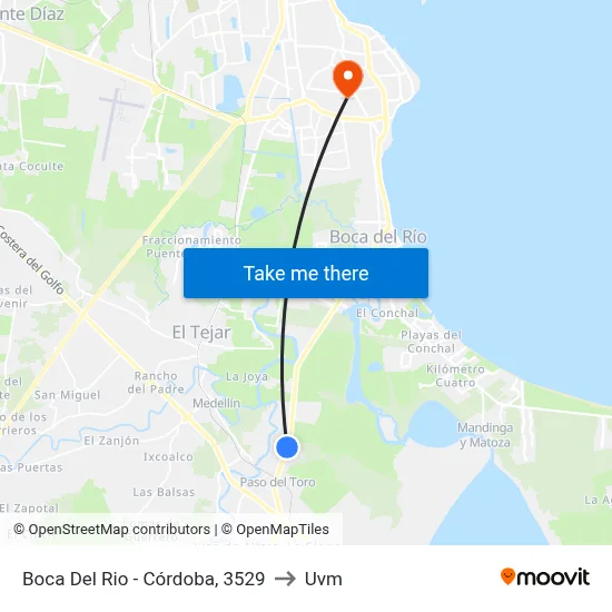 Boca Del Rio - Córdoba, 3529 to Uvm map