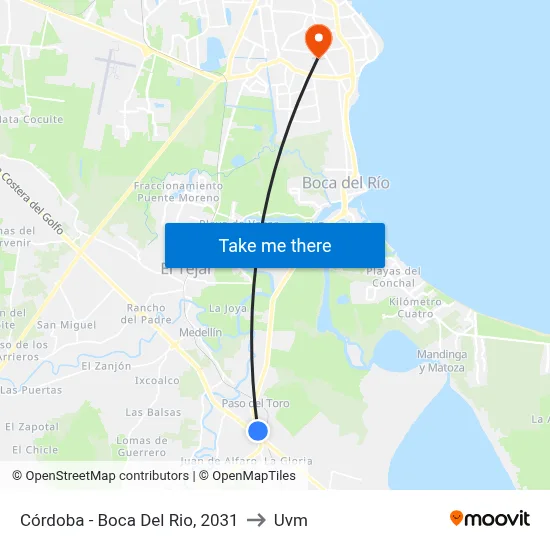 Córdoba - Boca Del Rio, 2031 to Uvm map