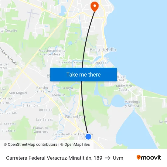 Carretera Federal Veracruz-Minatitlán, 189 to Uvm map