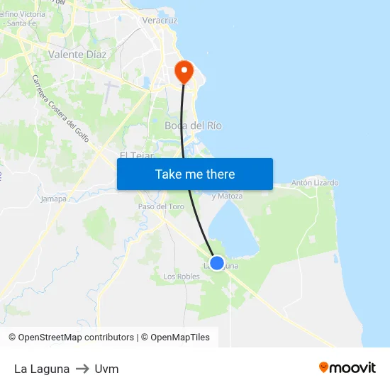 La Laguna to Uvm map