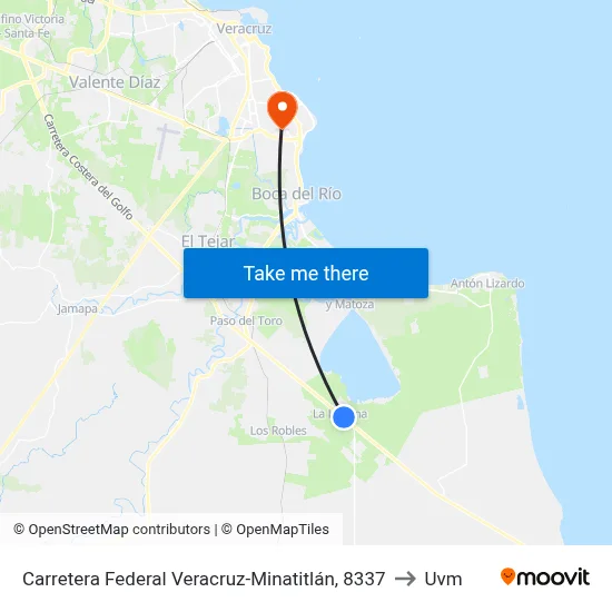 Carretera Federal Veracruz-Minatitlán, 8337 to Uvm map
