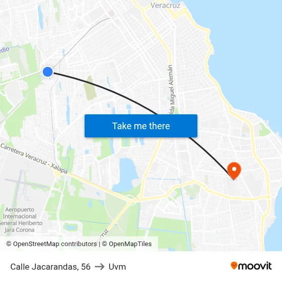 Calle Jacarandas, 56 to Uvm map