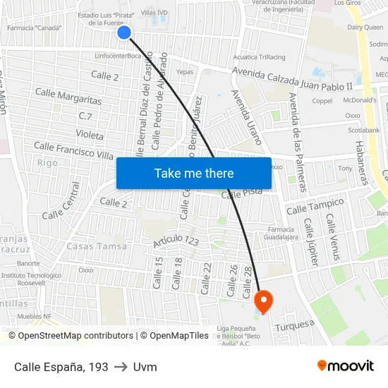 Calle España, 193 to Uvm map