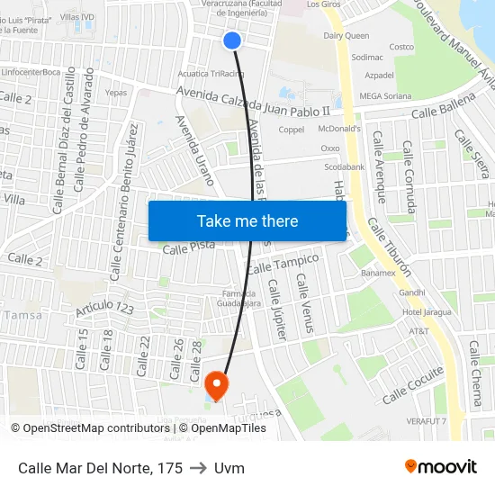 Calle Mar Del Norte, 175 to Uvm map