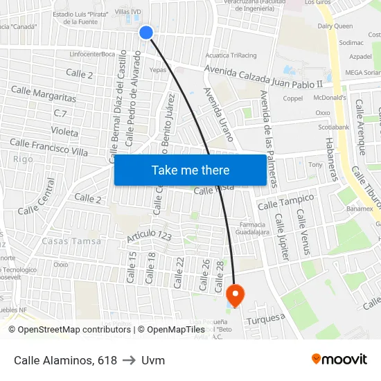 Calle Alaminos, 618 to Uvm map