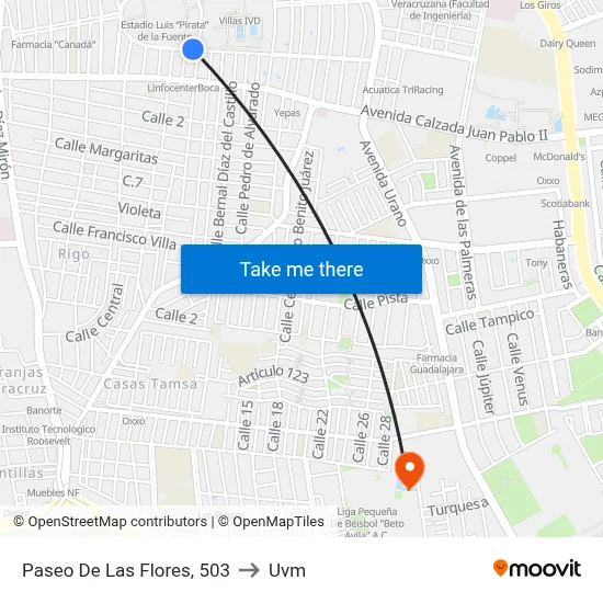 Paseo De Las Flores, 503 to Uvm map