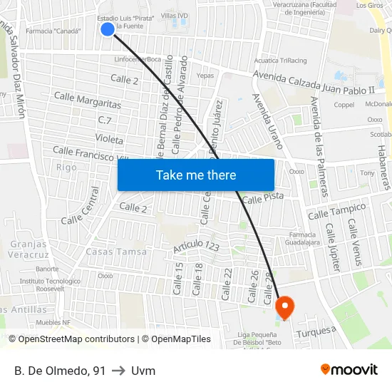 B. De Olmedo, 91 to Uvm map