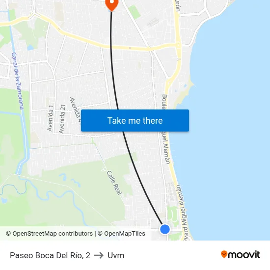 Paseo Boca Del Río, 2 to Uvm map