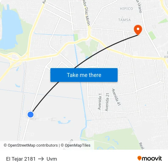 El Tejar 2181 to Uvm map