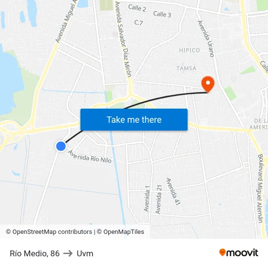 Río Medio, 86 to Uvm map