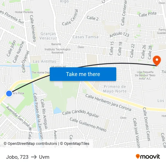 Jobo, 723 to Uvm map