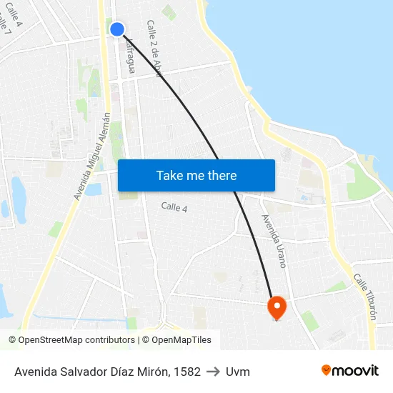 Avenida Salvador Díaz Mirón, 1582 to Uvm map