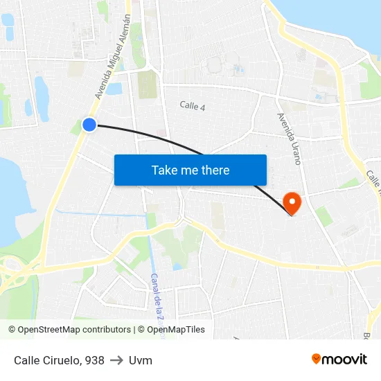 Calle Ciruelo, 938 to Uvm map