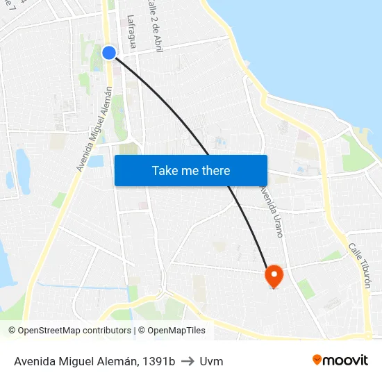 Avenida Miguel Alemán, 1391b to Uvm map