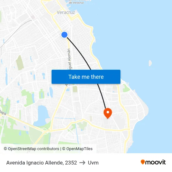 Avenida Ignacio Allende, 2352 to Uvm map