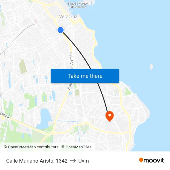 Calle Mariano Arista, 1342 to Uvm map
