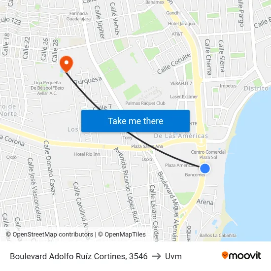 Boulevard Adolfo Ruíz Cortines, 3546 to Uvm map