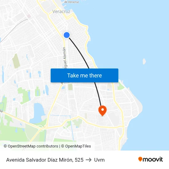 Avenida Salvador Díaz Mirón, 525 to Uvm map