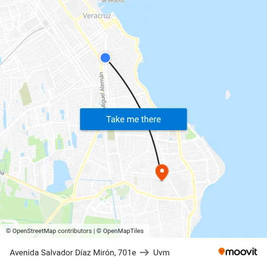 Avenida Salvador Díaz Mirón, 701e to Uvm map