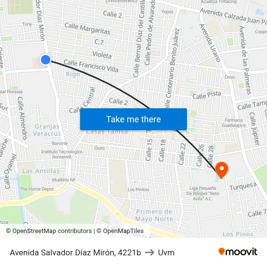 Avenida Salvador Díaz Mirón, 4221b to Uvm map