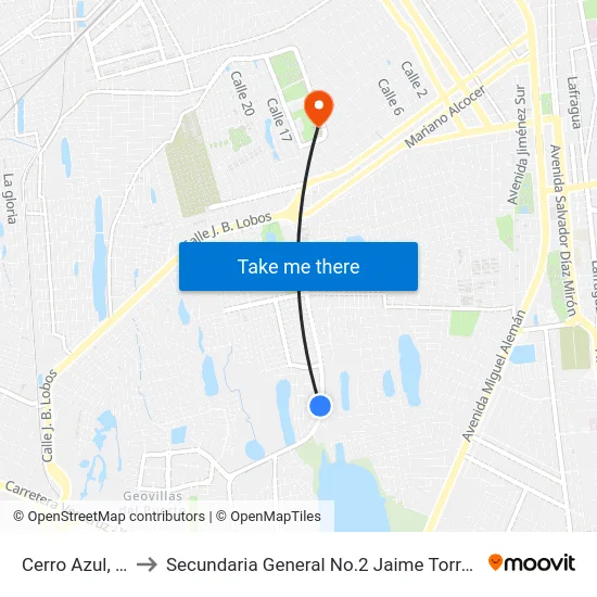 Cerro Azul, 219 to Secundaria General No.2 Jaime Torres Bodet map