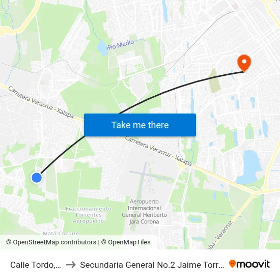 Calle Tordo, 304 to Secundaria General No.2 Jaime Torres Bodet map