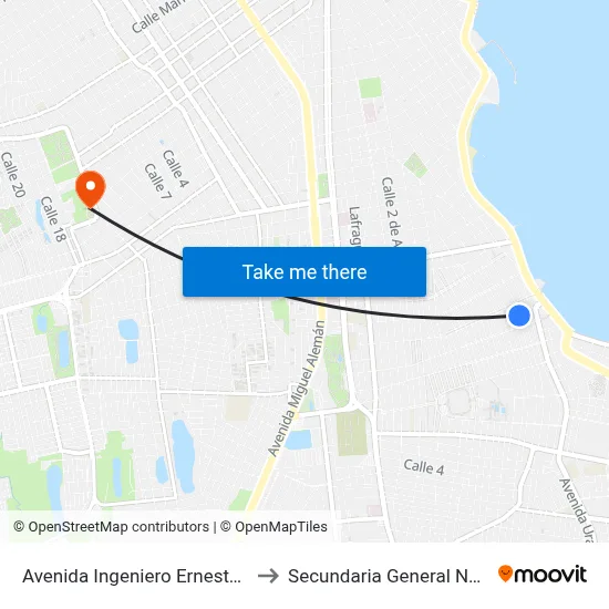 Avenida Ingeniero Ernesto Domínguez Aguirre, 480 to Secundaria General No.2 Jaime Torres Bodet map