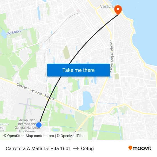 Carretera A Mata De Pita 1601 to Cetug map