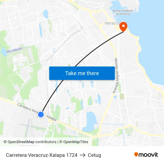 Carretera Veracruz-Xalapa 1724 to Cetug map