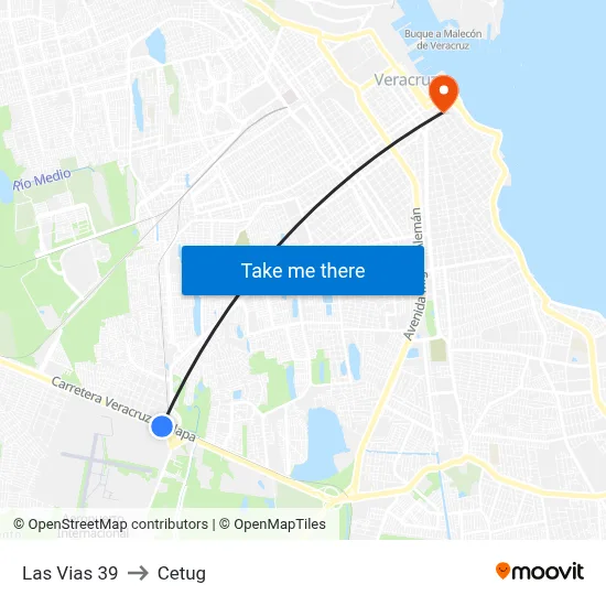 Las Vias 39 to Cetug map