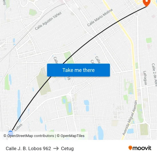 Calle J. B. Lobos 962 to Cetug map