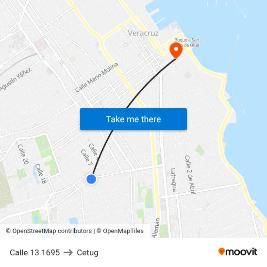 Calle 13 1695 to Cetug map