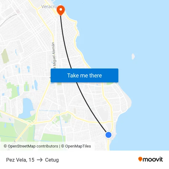 Pez Vela, 15 to Cetug map