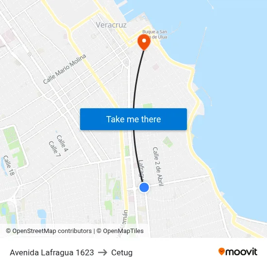 Avenida Lafragua 1623 to Cetug map