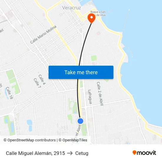 Calle Miguel Alemán, 2915 to Cetug map