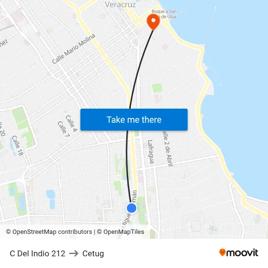 C Del Indio 212 to Cetug map