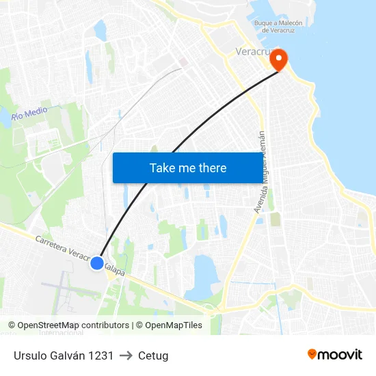 Ursulo Galván 1231 to Cetug map