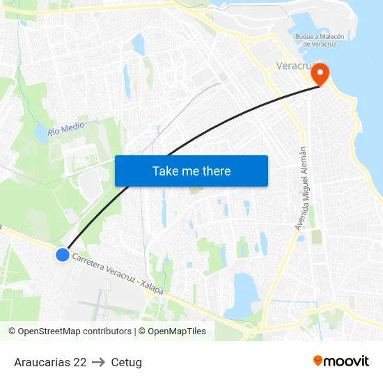 Araucarias 22 to Cetug map